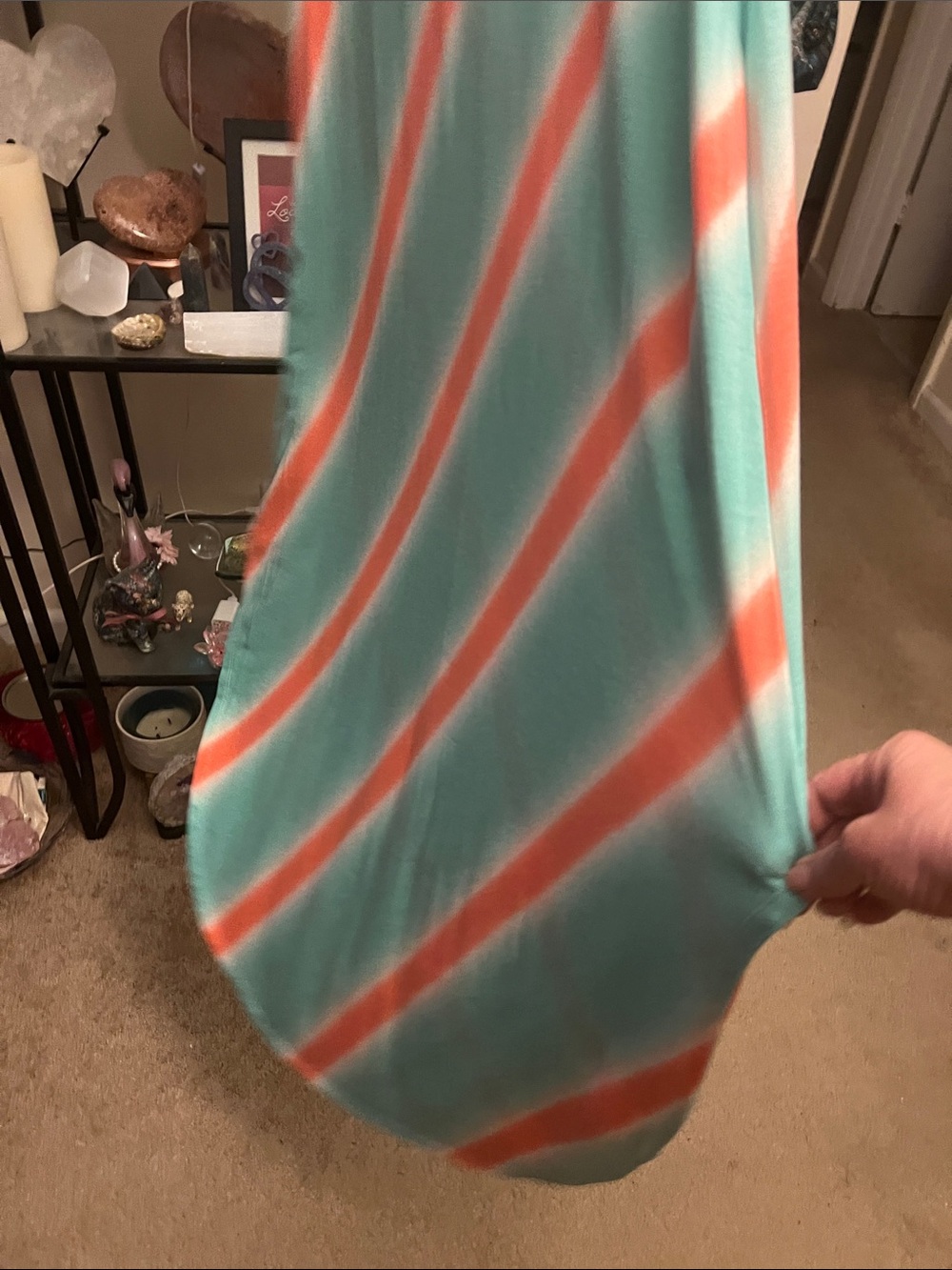 Zenana Sleeveless Aqua & Coral Diagonal Stripe Maxi Dress NWOT - Picture 3 of 5